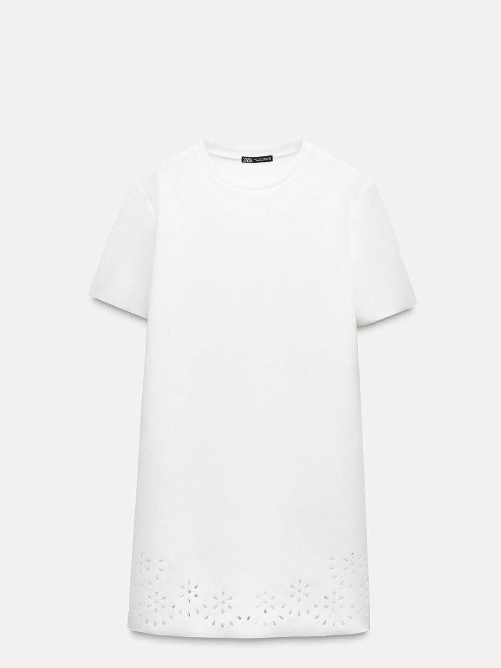 Zara White Mini Dress with Eyelet Hem